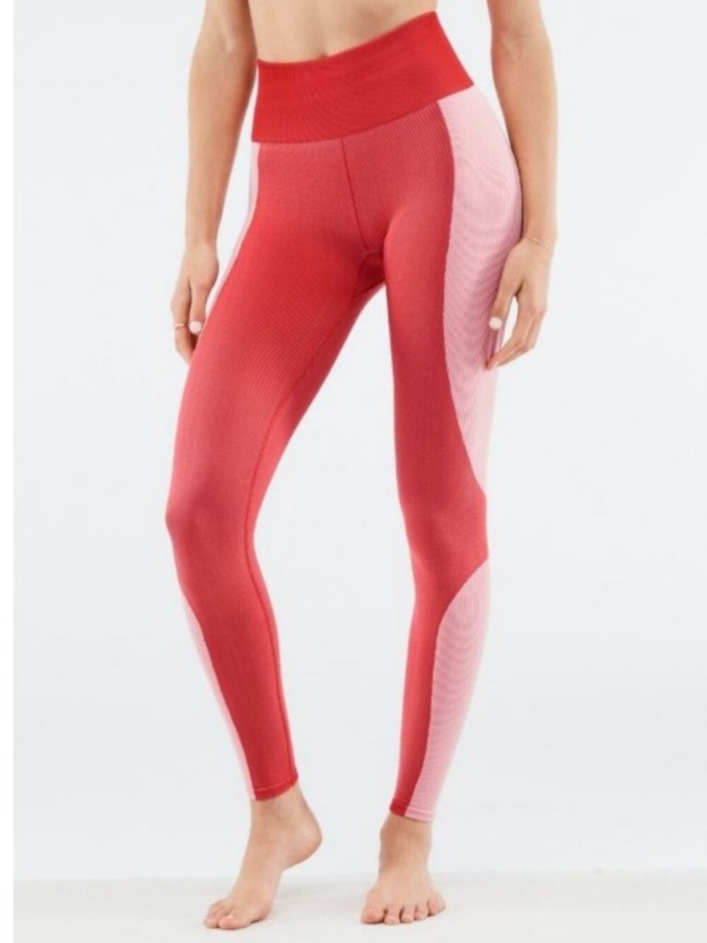 Fablticis High-Waisted Seamless Rib Leggings Salsa Red Multi L
